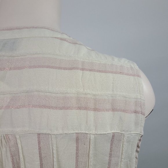 LANE Bryant Cream Pink Cotton Metallic Sleeveless Top Size 28 - Picture 8 of 15